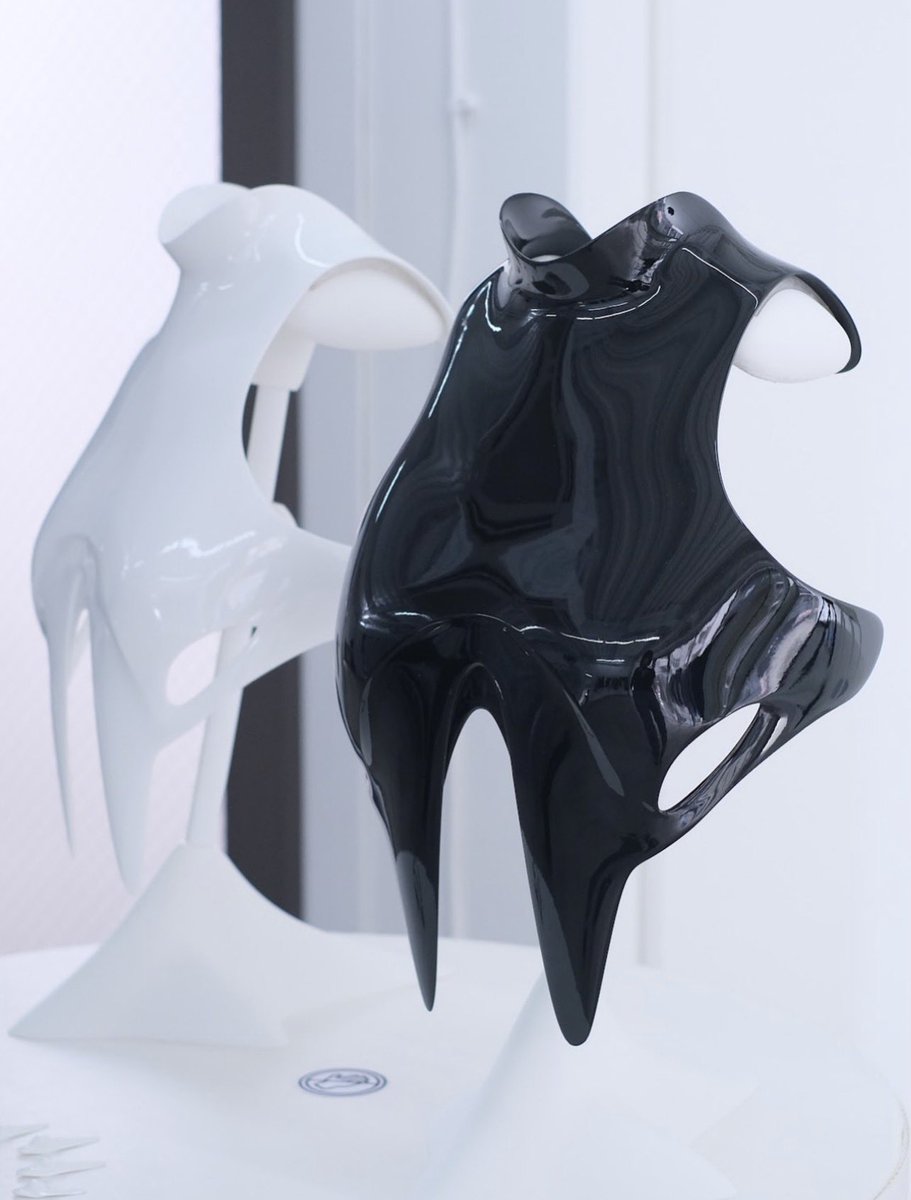 chlomagears's tweet photo. MIQ × chloma 'Surgical Proxy Plate'
from chloma 2026-2027 [ PROXY ]

⚫︎

One of the central themes of [ PROXY ] is the human body in the process of transformation.

If the garments in this collection suggest transition and mutation indirectly—through artificial synthetic fabrics with fur inserted into them—then Surgical Proxy Plate, created in collaboration with MIQ, visualizes intervention into the human body in a more direct form.

Today, the human body and the conditions of human existence are being changed, or even modified, through technology.

This transformation is not necessarily something humans have desired.
And yet, it is not something we can fully avoid.

Surgical Proxy Plate appears between protection and invasion, ornament and procedure, as a sign of a body forced into transformation.

The piece can be viewed in person at chloma 2026-2027 [ PROXY ] showroom, open through July 6.