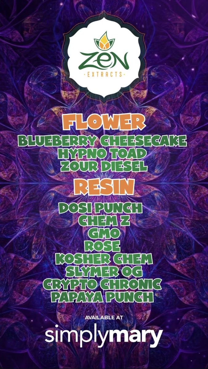 simplymarythca's tweet photo. Big New Line Up!
@ZenExtracts 🧘‍♂️
Now Available!
#simplymary 🍃💨 https://t.co/yl1defreNe