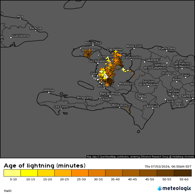 RudyMeteo's tweet photo. Mizajou
Loraj yo kounye a ap frape depatman Latibonit ak Nò a. An menm tan an, nouvo selil oraj ap kontinye devlope sou nòdès depatman Sant lan. Aktivite a rete entans ak anpil zèklè, gwo lapli lokalman ak rafal van. Kontinye rete vijilan.
⛈️⚡ #Ayiti #Meteyo https://t.co/mNglns2Iug