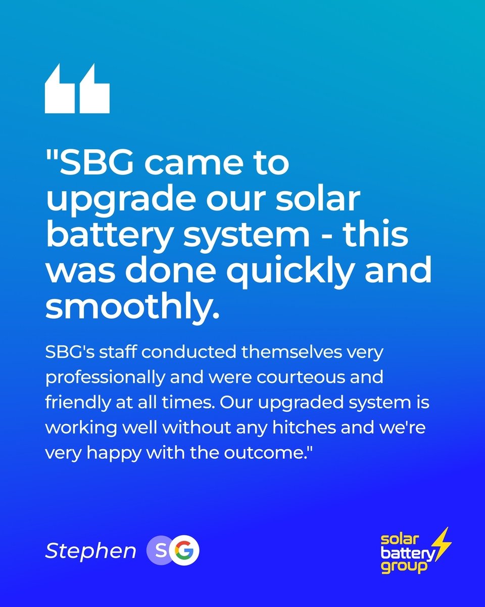 solarbatterygr's tweet photo. Nothing beats the feeling of a job well done, especially when it brings peace of mind to an Australian household. 🌟💬
Sydney | Melbourne | Brisbane | Adelaide | Perth | Tasmania
#SolarBatteryGroup #CustomerReview #HomeSolarBattery #AustralianSolar #SaveOnPowerBills https://t.co/SxtH0g6PGK