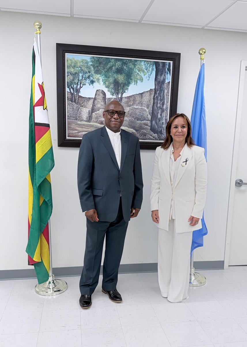 zimbabwe_un's tweet photo. The Permanent Representative of #Zimbabwe to the United Nations in New York, H.E. Ambassador Taonga Mushayavanhu, today, 2 July 2026, received a courtesy call from the Permanent Representative of the Bolivarian Republic of #Venezuela to the United Nations, H.E. Ambassador Coromoto Godoy Calderón.

The two Ambassadors discussed the recent devastating earthquake in Venezuela and the role of United Nations agencies in supporting relief efforts. They also exchanged views on issues of mutual interest, including opportunities for closer cooperation between Zimbabwe and Venezuela at the United Nations.