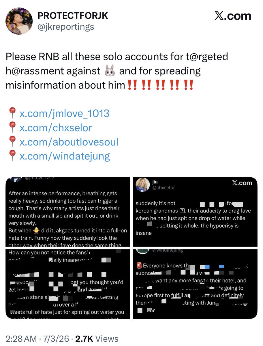 jmlove_1013's tweet photo. How is my original post targeted harassment toward 🐰? I literally just called out akgaes for their blatant double standards 🤷🏻‍♀️ https://t.co/mxDqlcPA8C