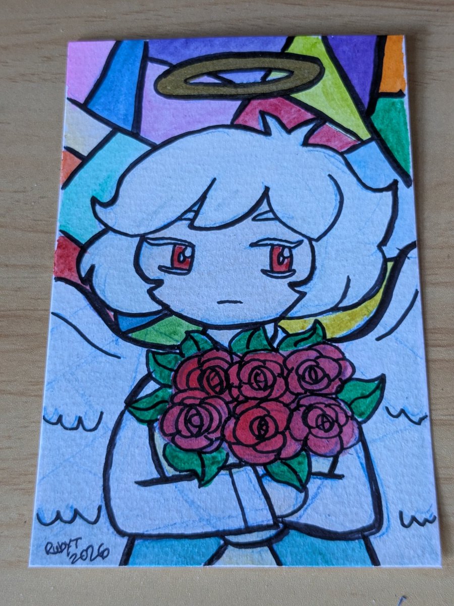 rubytelles66's tweet photo. Angel Boy ๐ชฝ
Red Rose ๐น
(I'm hope listen again Angel Orphan from @worldsendgirlfr something my minds, ๐ง also with gold makers,)
#littleanime #drawing #watercolor #inkpen #worldsendgirlfriend https://t.co/33RIkYXuGD
