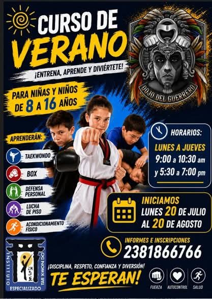 revistapodium's tweet photo. 🥋 ¡ESTE VERANO, DESCUBRE LA FUERZA QUE LLEVAS DENTRO! 🥋

Niñas, niños y jóvenes aprenden disciplina, respeto y perseverancia, valores que los acompañan dentro y fuera del área de entrenamiento.

CAMPAMENTO ESPECIALIZADO EN ARTES MARCIALES: Edad: 8 a 16 años. https://t.co/DwLmnDzlUW