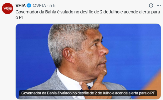 ericksalzerr's tweet photo. Oi, @VEJA. Sei que a defesa das mulheres e o combate à violência contra a mulher estão em alta e todos somos contra qualquer tipo de violência.

Quando isso acontece na política, é ainda mais grave.

Dito isso: vocês não vão comentar que o governador da Bahia, Jerônimo Rodrigues, aliado de Lula e do PT, durante um evento na Bahia, agrediu uma mulher, com vídeo e áudio registrados?

Se for aliado do Lula, pode agredir uma mulher? MASTER NÃO?

Um governador pode fazer isso?

Não vai haver uma única linha sobre o caso?