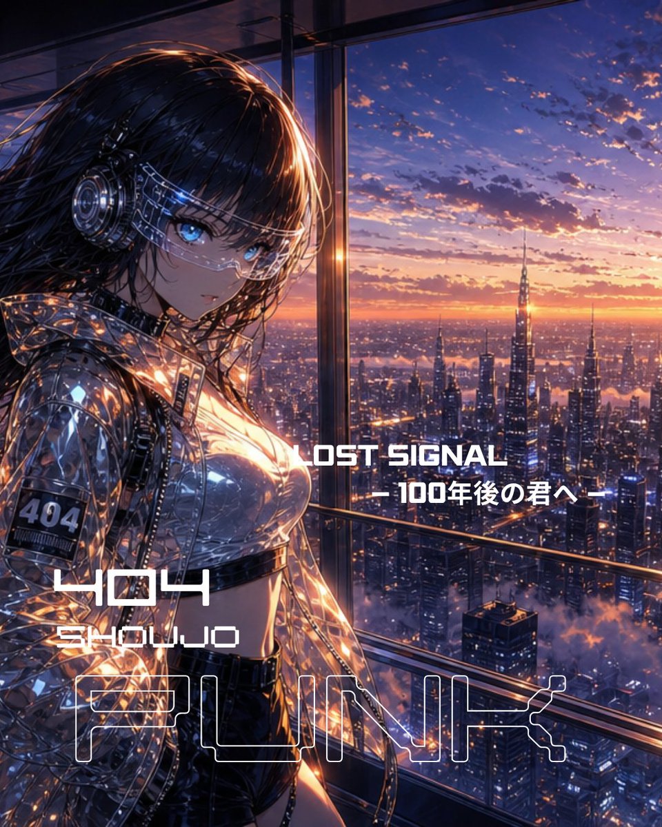 404Punk36498's tweet photo. LOST SIGNAL — 100年後の君へ —
ねえ、教えて。
あなたが「いいね」より大切にしている、
その光は何?
So tell me —
what's the one thing you value more than a like?
　　　　　　
　　　　ん！404少女PUNK　SONG　as you

#404少女PUNK #cyberpunkmusic #AIアート #synthwave https://t.co/cgQWJNA9AF