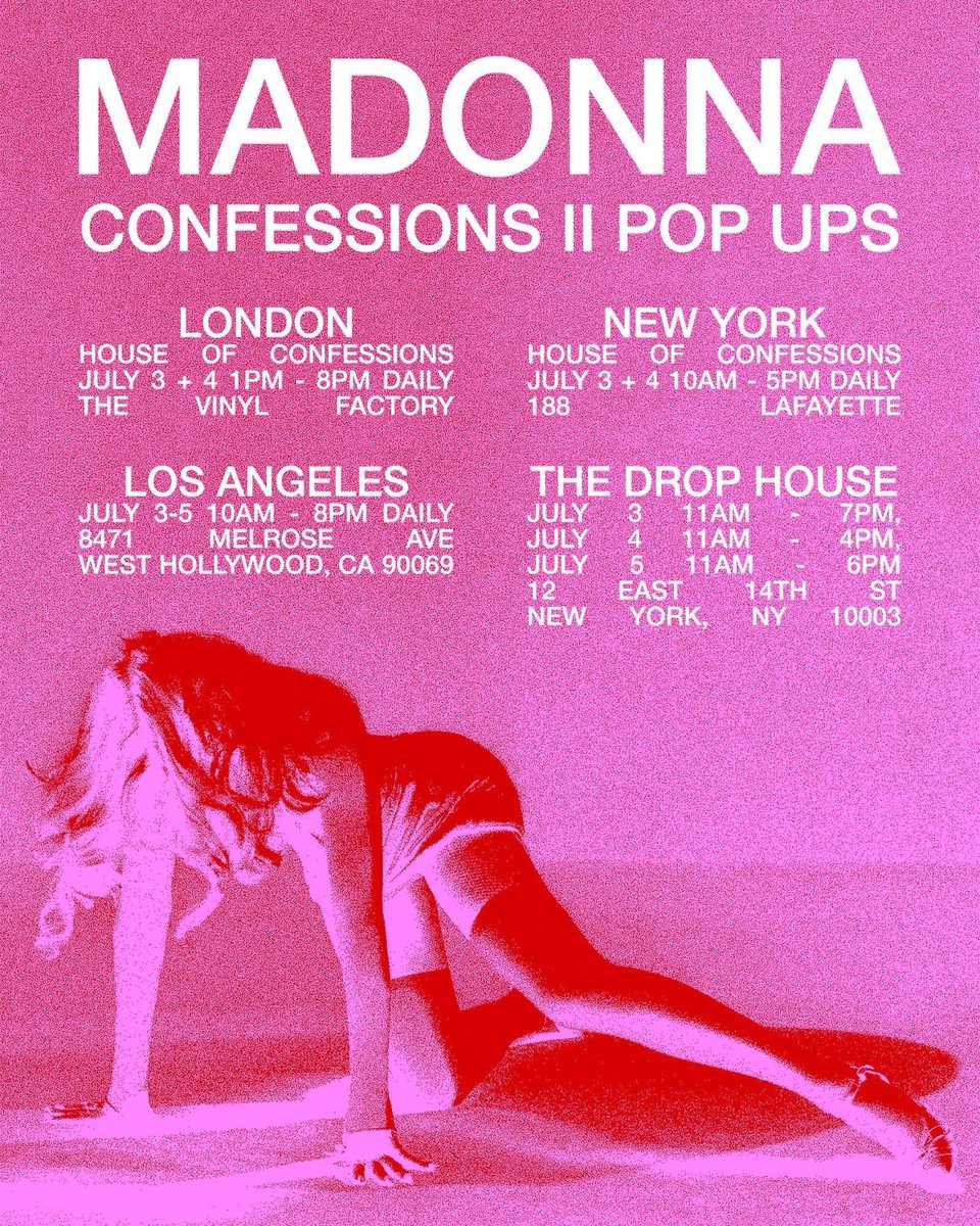 artdirectionk's tweet photo. @outmagazine #FridayFeeling ☀️In case you were not aware, #Madonna is in 🇬🇧 London. #COTDF2 🩷💜 #MagazineLondon #PiccadillyCircus #ClubConfessions #VinylFactory #Confessions2 appearance at #LondonPride 🏳️🌈🏳️⚧️ on Saturday. https://t.co/Va5KPMSj29