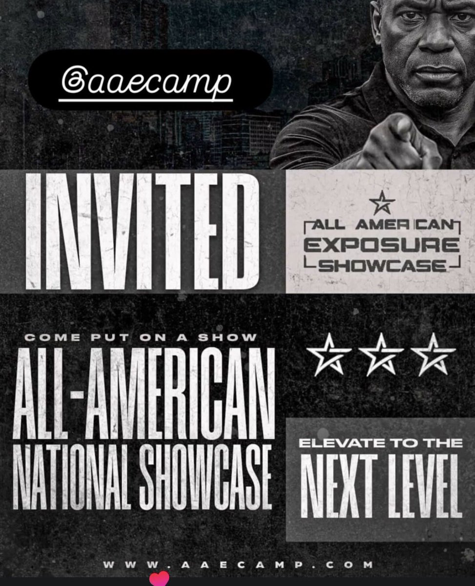 NehemiahHu55475's tweet photo. Blessed to receive an invitation to the All-American National Showcase. Time to put in the work. 🙏🏾🏈 #LockedIn @AAECamp https://t.co/kPMHv1GSzk