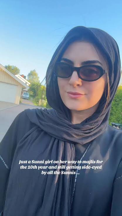 shazabatool's tweet photo. Just a Sunni girls on her way to majlis for the 10th Year and still getting side-eyed by all the Sunni https://t.co/mcqe6jaSLo