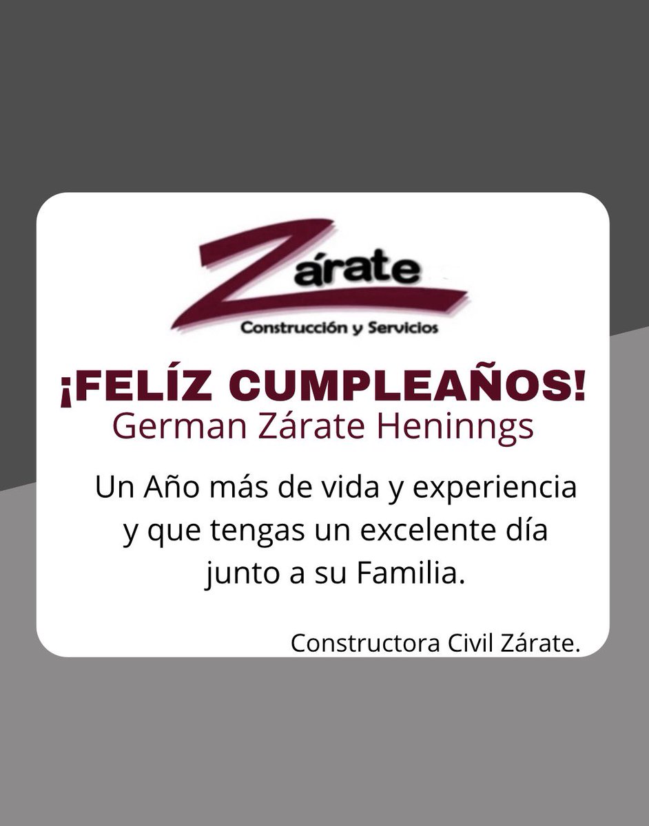 ZarateLtda's tweet photo. 🎉 Te deseamos un muy feliz cumpleaños y lo mejor para el año https://t.co/qFRuJJUgc2