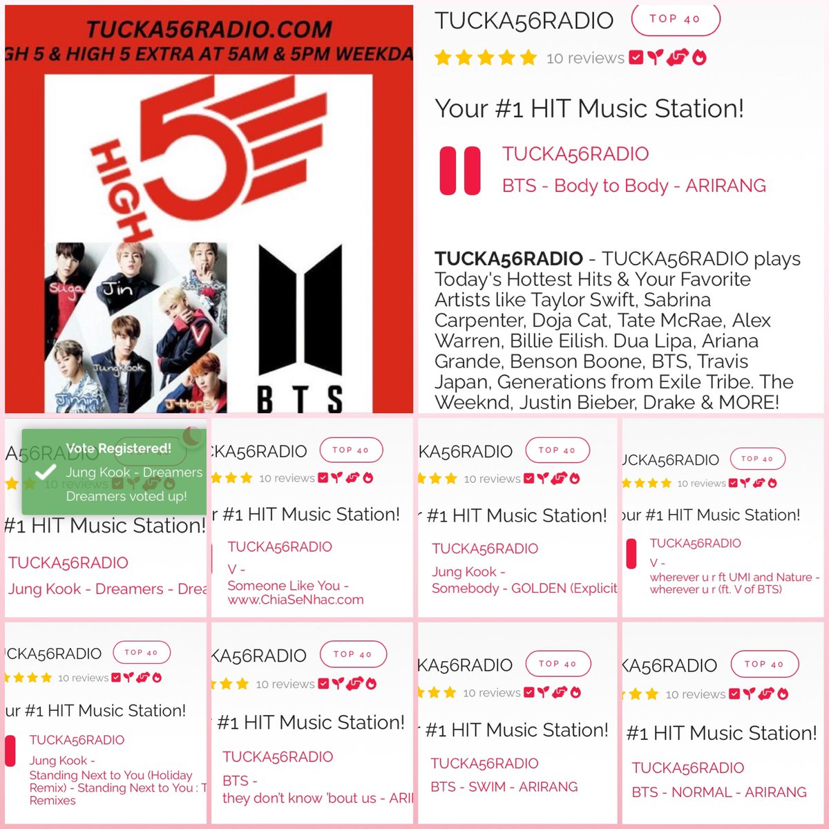 usatako55's tweet photo. @RadioTucka56 Thank you @RadioTucka56
for playing BTS𝐦𝐮𝐬𝐢𝐜 on
#TUCKA56Radio
#HIGR5EXTRApm
#GetMeRadio https://t.co/IXiPJtY1C3
