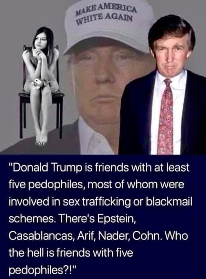 BiatchDulce's tweet photo. I was not aware he had friends, but this does make sense.
#TrumpIsAPedophileInTheEpsteinFiles https://t.co/WzoSTAR3k9