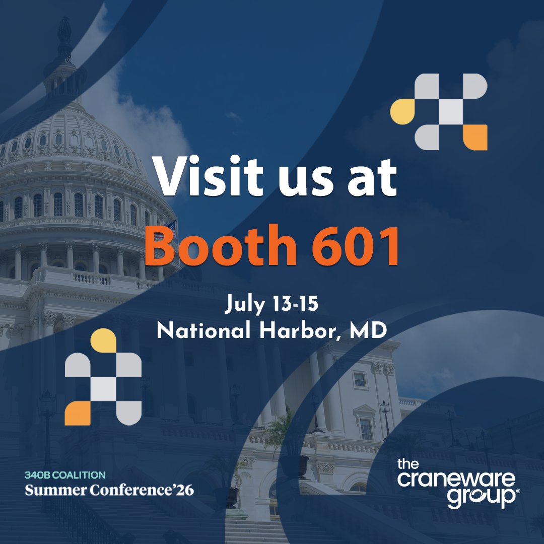craneware's tweet photo. Are you attending the 340B Coalition Summer Conference July 13 -15? Stop by booth 601 to see how you can strengthen compliance and make confident financial decisions with our Trisus platform!

Book a time with @craneware: https://t.co/KhkmVxL9GC

#340B #340BCoalition #340BSC https://t.co/dnwzWT0LEx