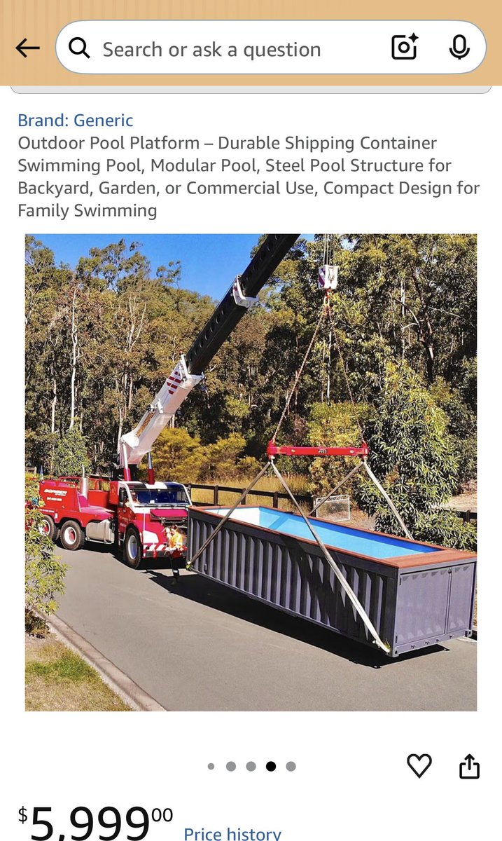 ShannonJean's tweet photo. It’s getting hot!

Are you buying this $6k shipping container pool from Amazon?

Free shipping! https://t.co/oYGUDEwnEF