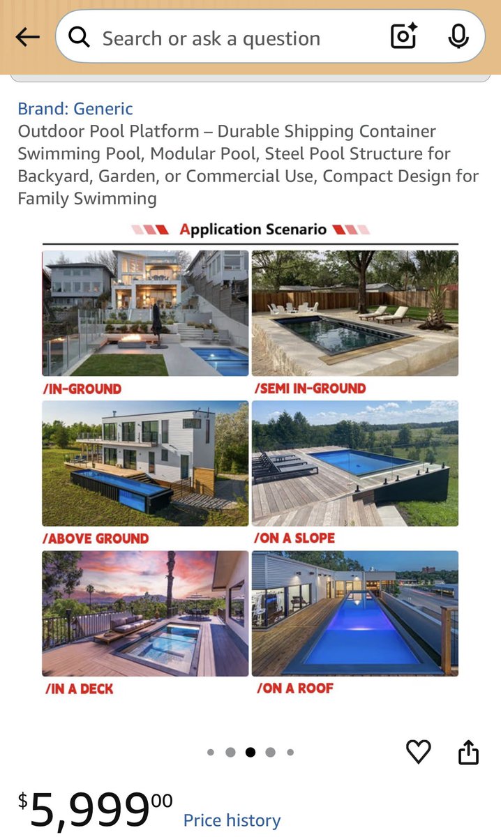 ShannonJean's tweet photo. It’s getting hot!

Are you buying this $6k shipping container pool from Amazon?

Free shipping! https://t.co/oYGUDEwnEF