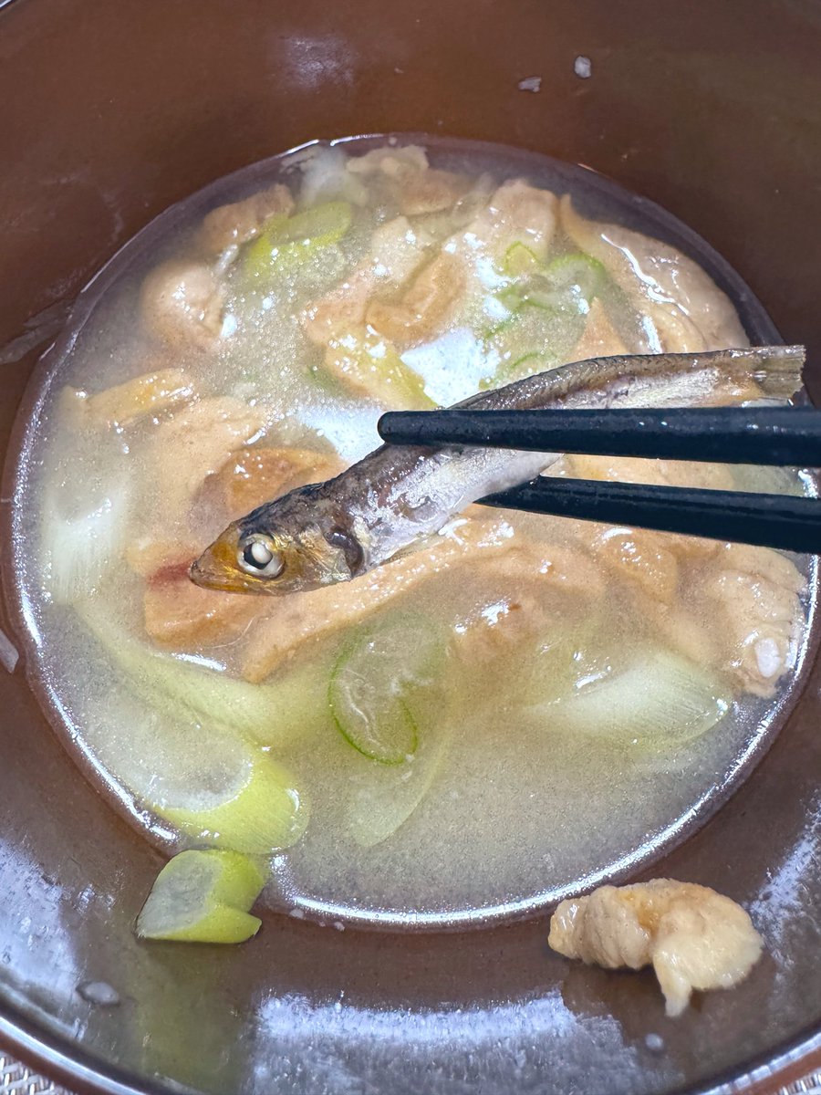 morimi32's tweet photo. あ、ちなみに出汁は寝る前に冷蔵庫で水に浸しておいた煮干しです〜(o⁰⊖⁰o) https://t.co/hEcqpjosms