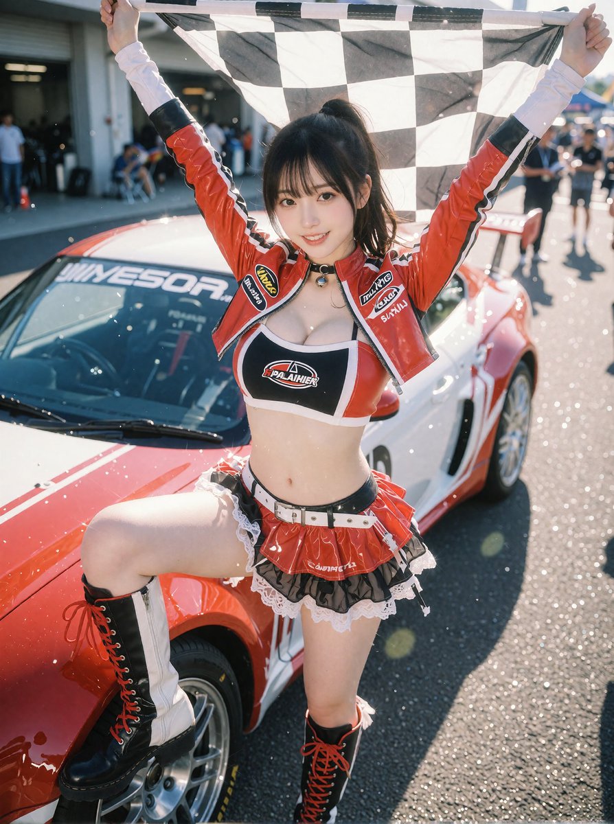 kai_tetu's tweet photo. 画像1-3は、Krea2の独自ワークフローで作った画像
画像４は、Qwen　image　edit+Zimge側で作った物
AI臭が大分Krea2は消せる！
低ステップで圧倒的に早い！
でも戦士規定が厳しいので、近頃Redcraft2krea2を使ってます！
コントロールネットが出来て構図さえつくれれば、Turbo+Turboの全ていいかも？
QWen image editより、プロンプトの理解力がある！
最初のポーズがこっちの思い通りになるけど、画角と構図と焦点距離系がプロンプト通りなれば最強！
#Krea2　#レースクイーン　#画像生成