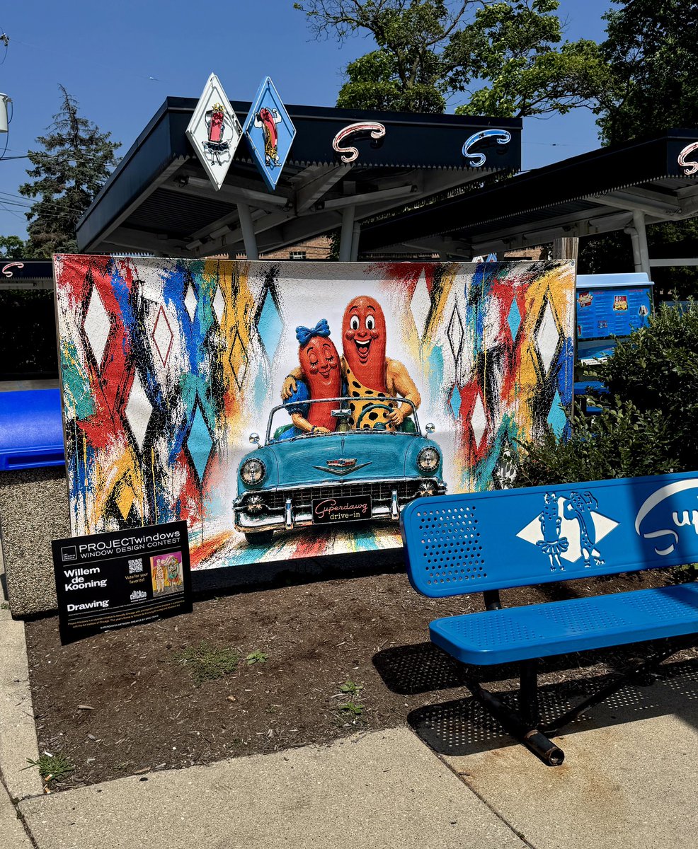 Superdawg's tweet photo. We are super delighted to join the @artinstitutechi in celebrating its major summer exhibition, Willem de Kooning Drawing, as a participant in the highly anticipated window display contest, Project Windows!
🎨🌭🌭 Stop by to check it out, and vote for us! 
https://t.co/QVEgUobHHK https://t.co/r7PiZIFJpQ