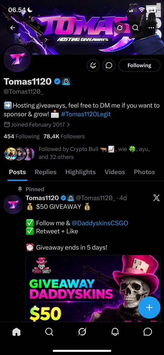 winnyebat's tweet photo. @Tomas1120_ @DaddyskinsCSGO Thanks Tomas 🤞🏻 https://t.co/kP1d4xesPT