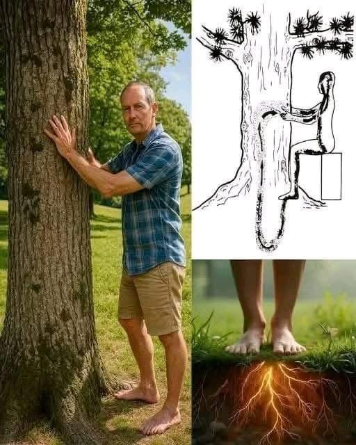 FELibrary_'s tweet photo. Trees act like living antennas between Earth and sky. Their roots dive deep into the soil while their branches reach for the light. When you place your bare feet on the ground and your hands on the bark, your body absorbs negative ions from the earth that neutralize free radicals and tension in your system. It’s like plugging yourself into nature’s charger.  1. Find a tree that draws you in…don’t overthink it. 2. Take off your shoes and place your bare feet on the soil or grass near its roots. 3. Rest your palms or back against the trunk. 4. Breathe slowly and imagine your energy flowing down through your feet, while the tree’s energy rises up through its roots into you. 5. Stay for 10–15 minutes. Notice any sensations, emotions, or peace that arises?