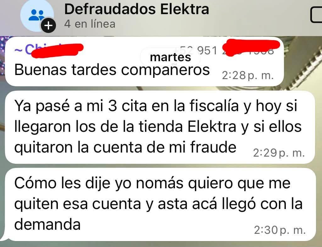 ContraProMx's tweet photo. 🎉🪅📢 #DeLaRed En la cuenta de redes sociales de #MísterBlue, da a conocer que la empresa #Elektra #Oaxaca, está retirando las #deudas de las personas que fueron #estafadas en estas tiendas, gracias al apoyo de las benditas redes sociales. 👏🏻👏🏻👏🏻👊🏻
🔴 Anexa gráficas de las conversaciones de WhatsApp con los presuntos afectados