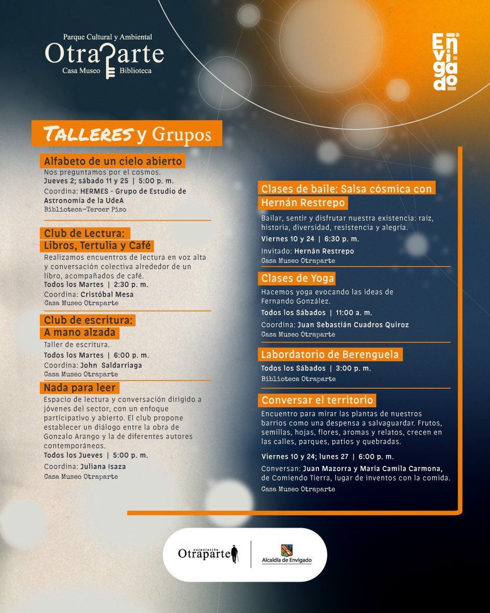 otraparte's tweet photo. La agenda de #julio en #Otraparte nos invita a acallar el ruido, a escuchar otras voces, a un conversar pausado y a habitar, momentáneamente, los ritmos que la cultura posibilita. https://t.co/oJDdxSW5sw https://t.co/icHYaHsKPs
