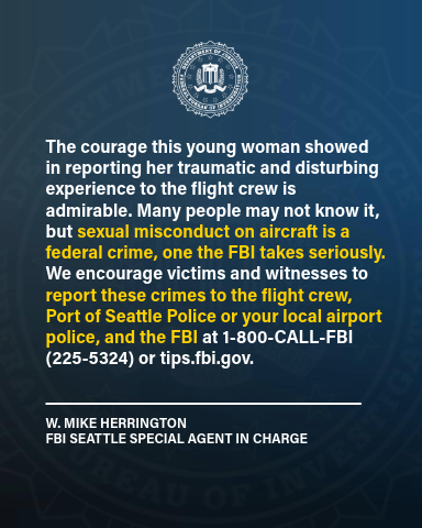 FBISeattle's tweet photo. Seattle man who sexually assaulted teen on flight from Billings, Montana, to Seattle sentenced to 18 months in prison. https://t.co/tJjlpsHgla https://t.co/ieQmgMg04D