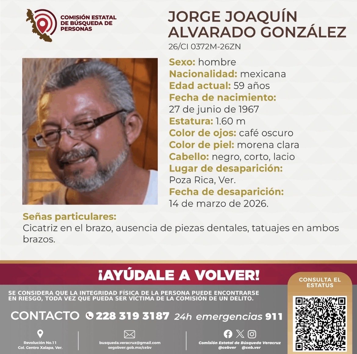 bethjuarezl's tweet photo. ¡Ayúdalo a volver a casa! 
Por favor comparte para que llegue a más personas. 
Jorge Joaquín Alvarado González, desaparecido en Poza Rica, Ver. desde marzo de 2026, x cuestiones burocráticas apenas se emitió su ficha de búsqueda pero la esperanza no se pierde. 
#HastaEncontrarte https://t.co/cZDjsoEWgs