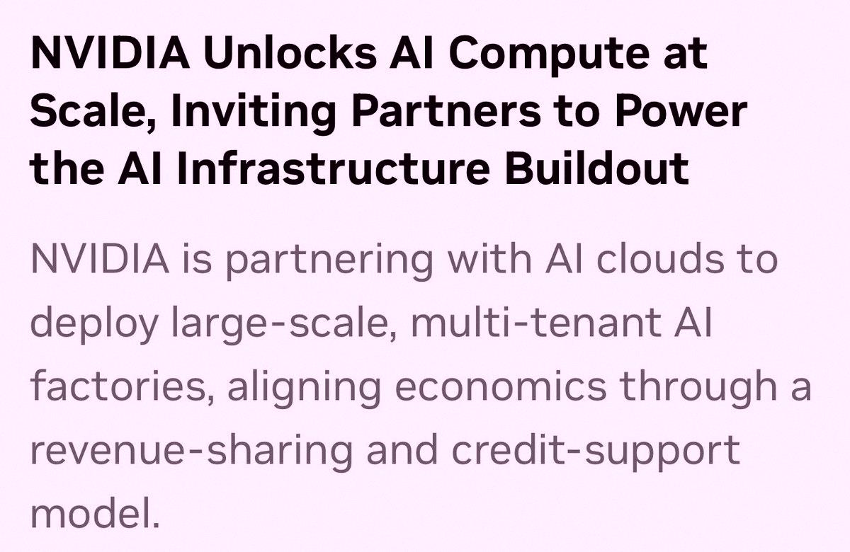 PixlatorPlays's tweet photo. Whoa. 

$NVDA just created a whole new revenue stream 💰

All those neoclouds like $CRWV $NBIS $IREN $APLD $SPCX locking in billion-dollar deals with hyperscalers? That’s because compute demand is exploding beyond what anyone imagined, Jensen says. But these companies are s https://t.co/kxcN8nFpkf