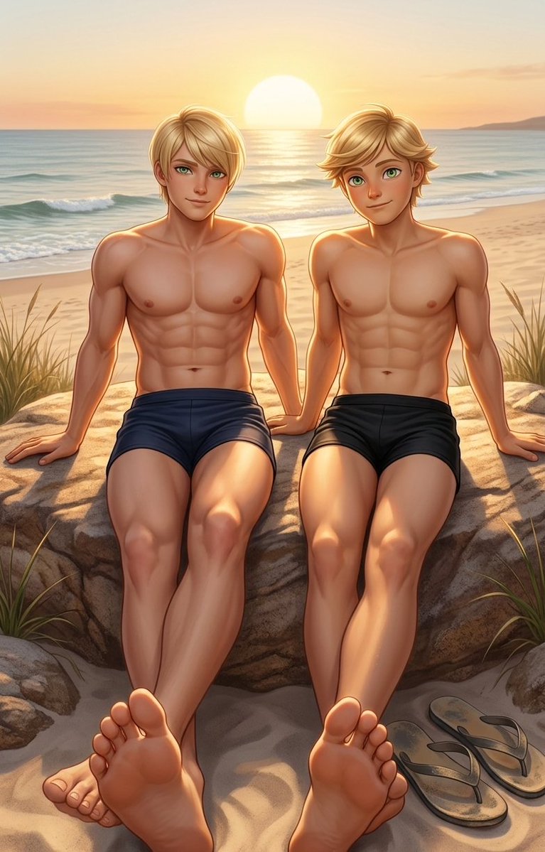 Edwersoy's tweet photo. Who wants to keep Adrian and Felix company on a beach?
#miraculous #gay #nsfw #yaoi #r34 #rule34 #felix #adrien_agreste #cat_noir #chat_noir #adrian_agreste #mlb #feet https://t.co/TUsnEXSCfW