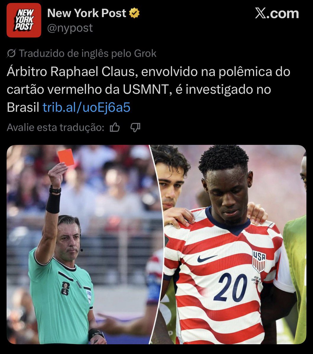 golsdobrasil1's tweet photo. Um post do New York Post informa que o árbitro Raphael Claus foi investigado no Brasil.

O motivo da investigação são as polêmicas denúncias feitas por John Textor (dono do Botafogo) em 2023, que acusou suposta manipulação de resultados a favor do Palmeiras no Campeonato Brasileiro.

📸 Reprodução/X