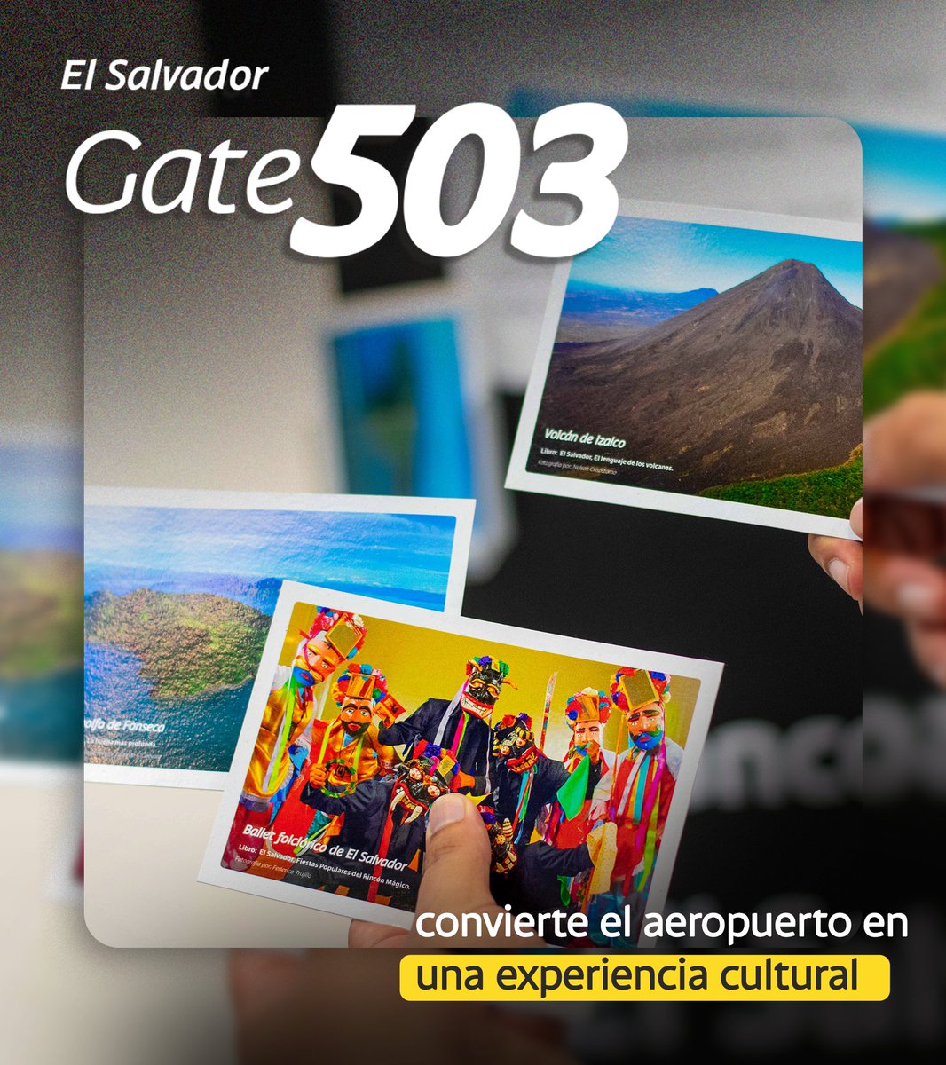 ejoriso's tweet photo. Si pasás por el aeropuerto estos meses, vale la pena visitar la exposición El Salvador Gate 503 de @bancoagricolasv  👀✈️
En este espacio a través de los libros de "El Salvador, un Rincón Mágico" podrán conocer más sobre la historia, cultura y tradiciones de nuestro país. 💙 https://t.co/Q8B4iyZRsE