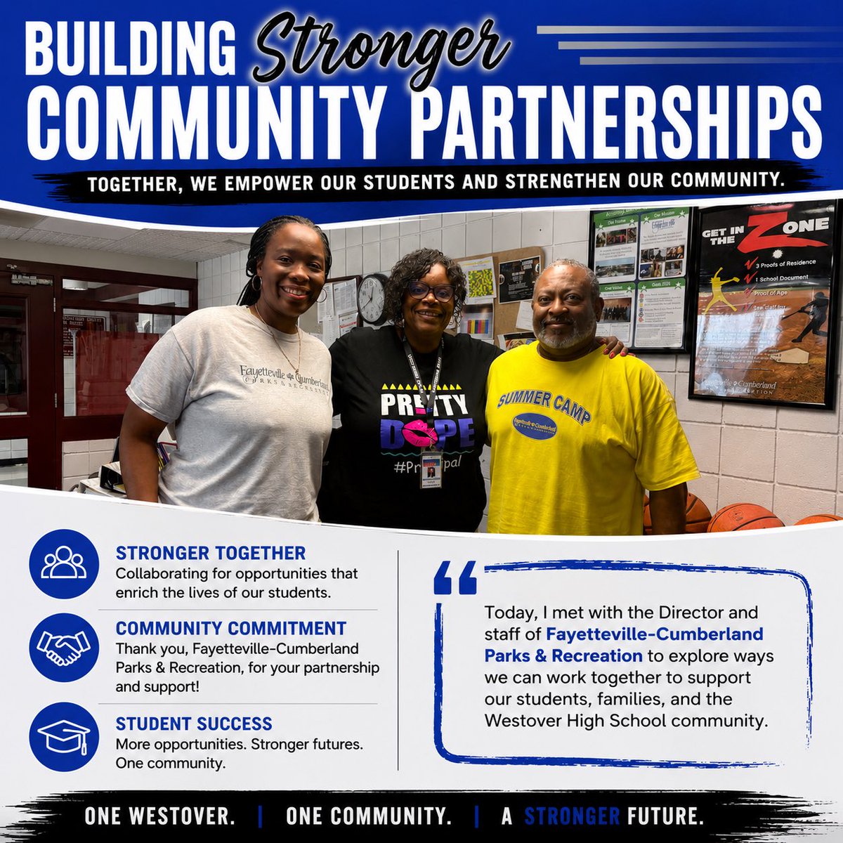 SimplyTremaine's tweet photo. It truly takes a village to prepare our students for success, and I am excited about the relationships we are building.  @WestoverHS 
Thank you to the Westover Parks &amp; Recreation team for your warm welcome and your commitment to the youth.
#WolverineNation #CommunityPartnerships https://t.co/n5x6hoTgoG