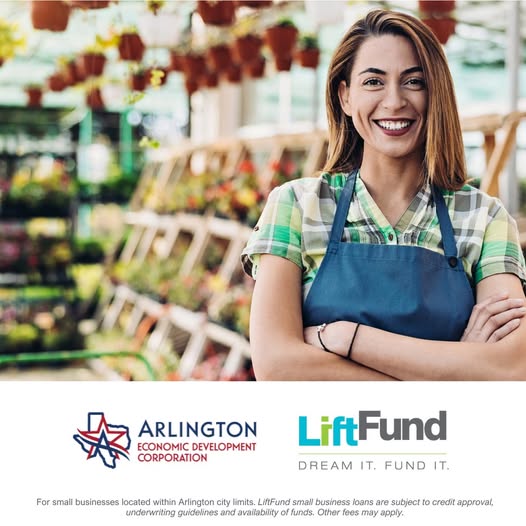 ArlingtonTXEDC's tweet photo. There are still available funds through our partnership with @LiftFundUS! See how your business may  qualify for funding that helps you grow without the added pressure of interest or fees. 💼 
Learn more: https://t.co/9hHI1sYyHF https://t.co/wtl0zxLRAD