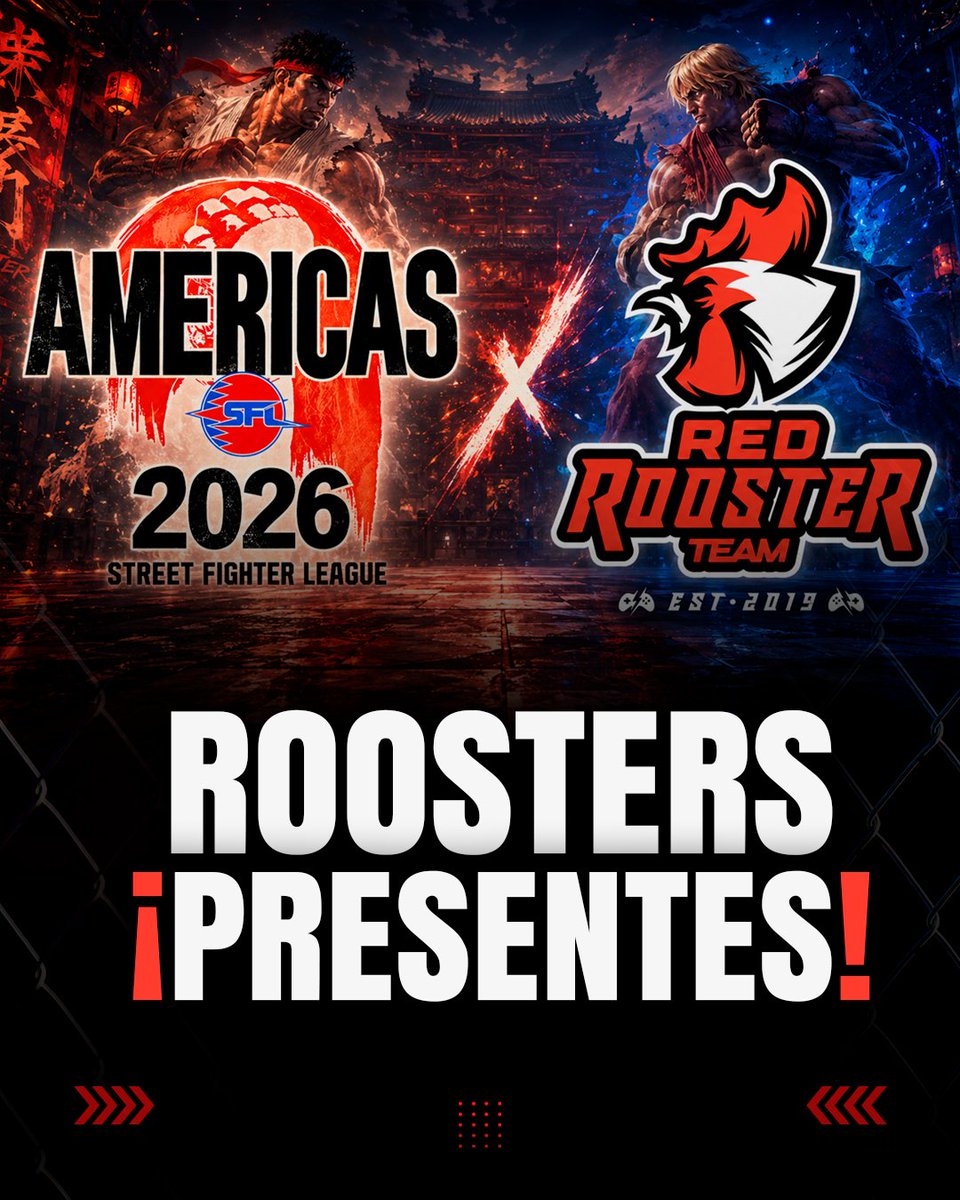 RedRoosterTeam1's tweet photo. SFL 2026, ALLÁ VAMOS ✅️🔜

Los roosters están confirmados para esta nueva edición de la SFL Americas 2026 🏆🇵🇷

Estamos muy contentos de una vez más poder demostrar y representar todo el talento de la región. Contamos con su apoyo como siempre 🙌🏼 https://t.co/pNjftxUWp7