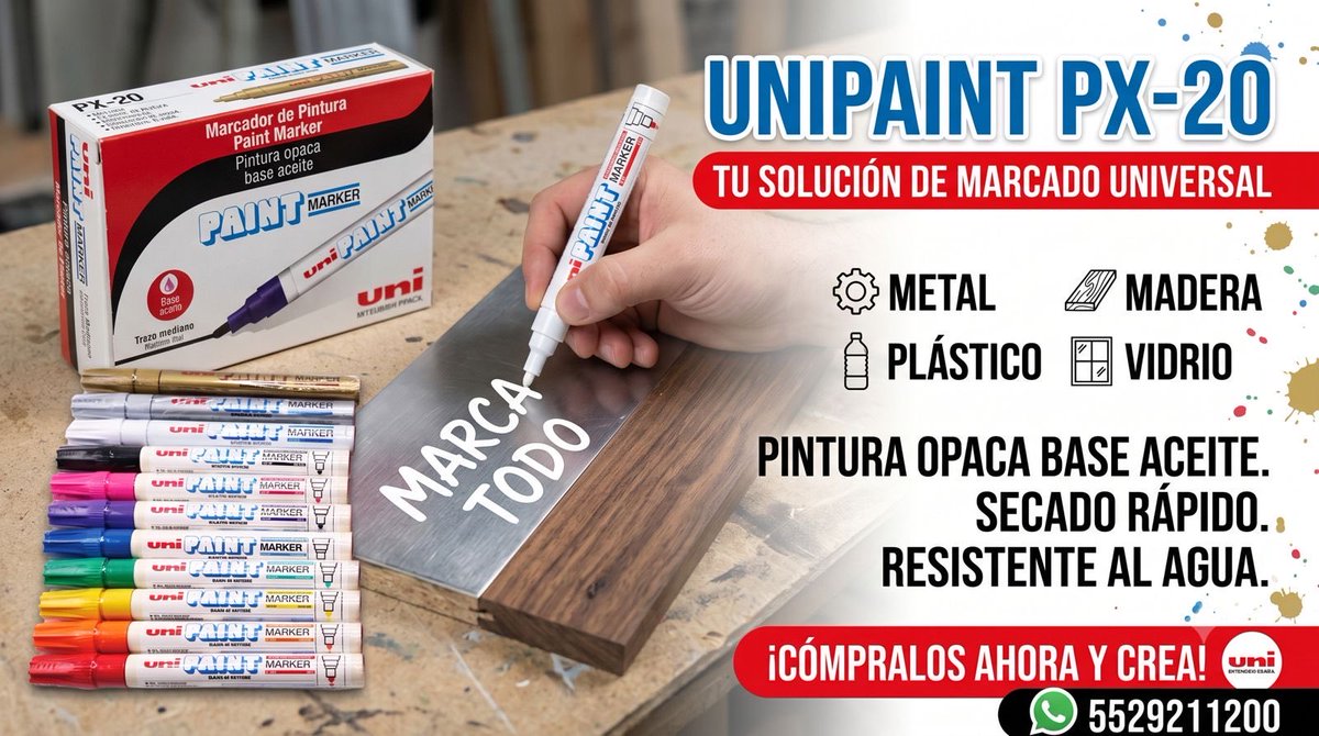 ACGO_Mexico's tweet photo. Marcadores Uni Paint PX 20. Adquiérelos en el 5529211200 @En_laDelValle https://t.co/sWJJj561KS