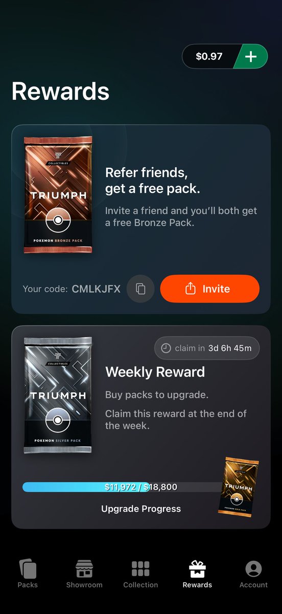 Tommyvantran31's tweet photo. @FreshlyyInkedd https://t.co/fr5ittaipz
Use my referral link to win on Triumph Rips! Enter code CMLKJFX and get a card pack for free. https://t.co/zALJeOGjXz