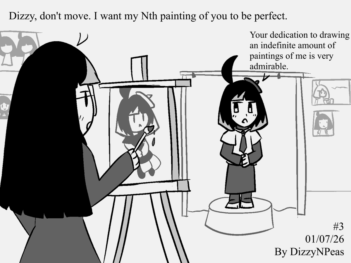 DizzyNPeas's tweet photo. Dizzy's Weekday #1

Introducing a new comic series featuring Dizzy, and her roommate, Peas. I hope that you enjoy reading through monochromatic couple's daily lives.

(5th image in replies) https://t.co/wD9Gs2w86E