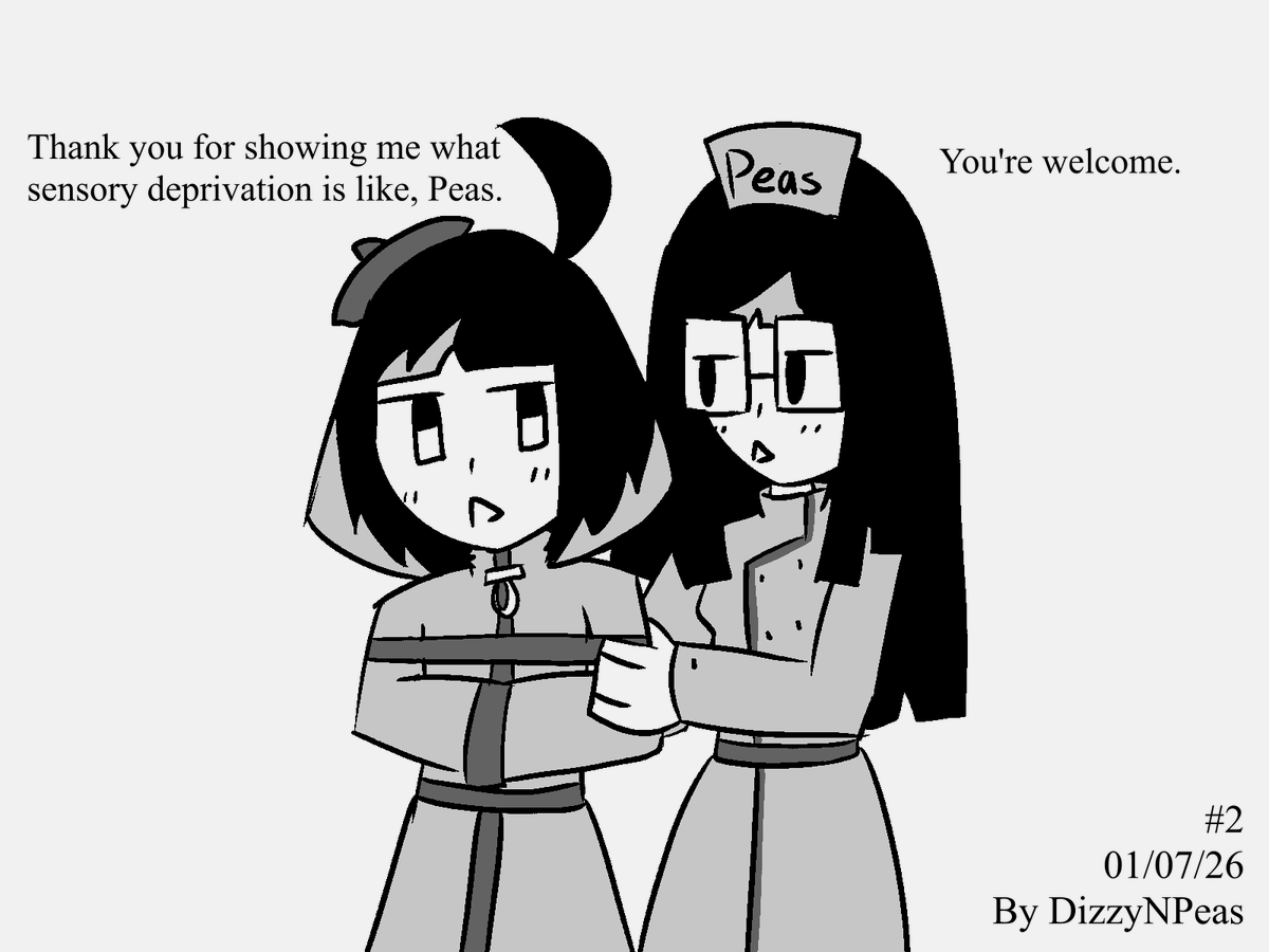 DizzyNPeas's tweet photo. Dizzy's Weekday #1

Introducing a new comic series featuring Dizzy, and her roommate, Peas. I hope that you enjoy reading through monochromatic couple's daily lives.

(5th image in replies) https://t.co/wD9Gs2w86E