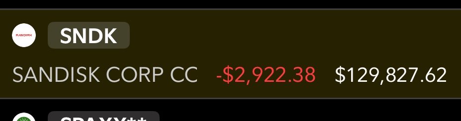 growthdept_'s tweet photo. Spent $133k on $SNDK today on the dip https://t.co/Apm5c0D130
