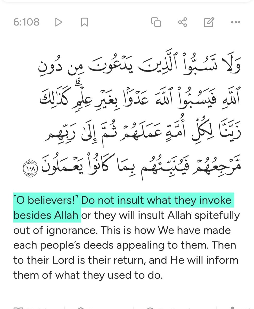 Want_Knowledge6's tweet photo. @LesAmeera @eternalbread_ @eternalbread,
Showing a random dude doesn't represent Islam.

If a Christian burns the Quran will you say that's Christianity?

Because Allah told us "not" to insult other religions.

Muslims who follow Islam doesn't insult Prophet Isa (Jesus).
👇 https://t.co/6eOr1LAxuR