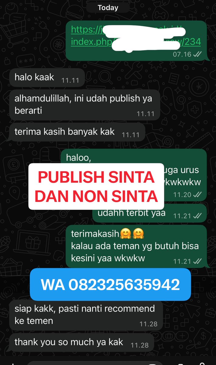 itszywork_bb's tweet photo. HOT FROM THE OVEN❤️🤏🫠

Publish jurnal sinta or jurnal non sinta  disini

✅All in terima beres + konsultasi
✅Semua jurusan
✅Include revisi dosen link dan reviewer
✅Aman di kantong

#zonauang #jokiskripsi #jokijurnal https://t.co/3RntEqD1vs