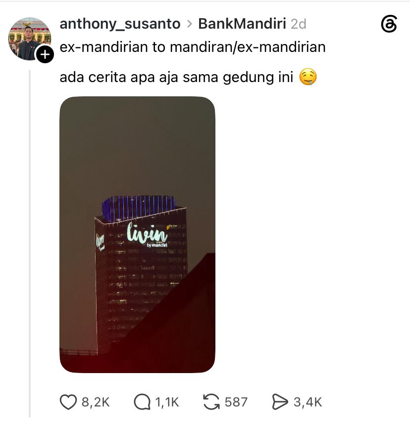LambeSahamjja's tweet photo. ini beneran mandiri sekejam itu? ada yang cerita:
- Karyawan IT di lantai 20 dipaksa lembur terus
- Sabtu, Minggu, hari merah tetap kerja
- Rela tidak pulang demi atasan naik jabatan
- Disebut "raja iblis yang mau naik jabatan"
- Kritik lingkungan kerja toxic yang dibungkus kata "disiplin dan integritas"