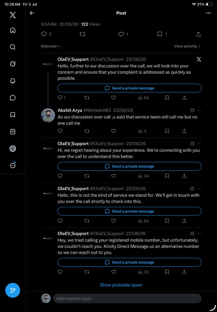 Akshitarya_'s tweet photo. @OlaElectric This is day 70 but still my new ola 3rd is at service centre… they just doing fake promises and just same repeated messages this is the ola #hyperservice #olahyperservice @OlaElectric @bhash @ola_supports @jagograhakjago https://t.co/rhBIU5Hl8a