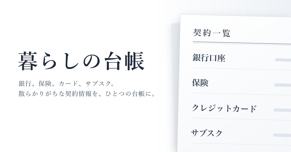 uzu_tech's tweet photo. 我ながらいいサービスができた。

暮らしの台帳.com
「銀行、保険、カード、サブスク。散らかりがちな契約情報を、ひとつの台帳に。」

引っ越しや入院、もしもの時のためにご活用ください。

サブスクの洗い出しもクレカ明細を取り込むだけで簡単にできるので、ぜひ試してみてください。

ログインは不要で、入力したデータは全てブラウザに保存されます。