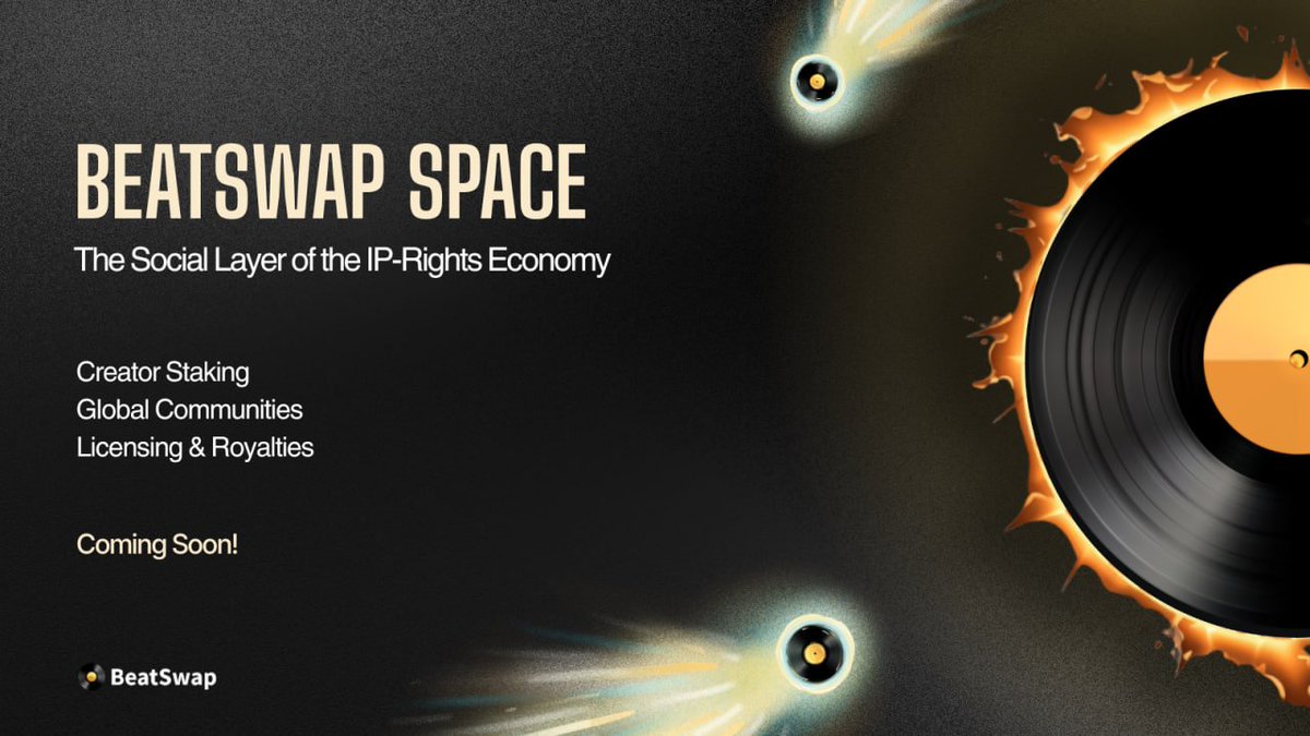BeatXswap's tweet photo. 🚀 The next chapter of the $BTX ecosystem starts with BeatSwap Space.

More than a social platform, BeatSwap Space connects creators and communities through $BTX while introducing a new way to participate—supporting creators directly through $BTX staking.

Beyond social engagement, it lays the foundation for the next generation of the IP-Rights economy, connecting licensing, royalties, and real-world IP value on-chain.

More utility for $BTX. A stronger foundation for the IP-Rights RWA ecosystem.

Coming soon ⏳

#BeatSwap #RWA #IP