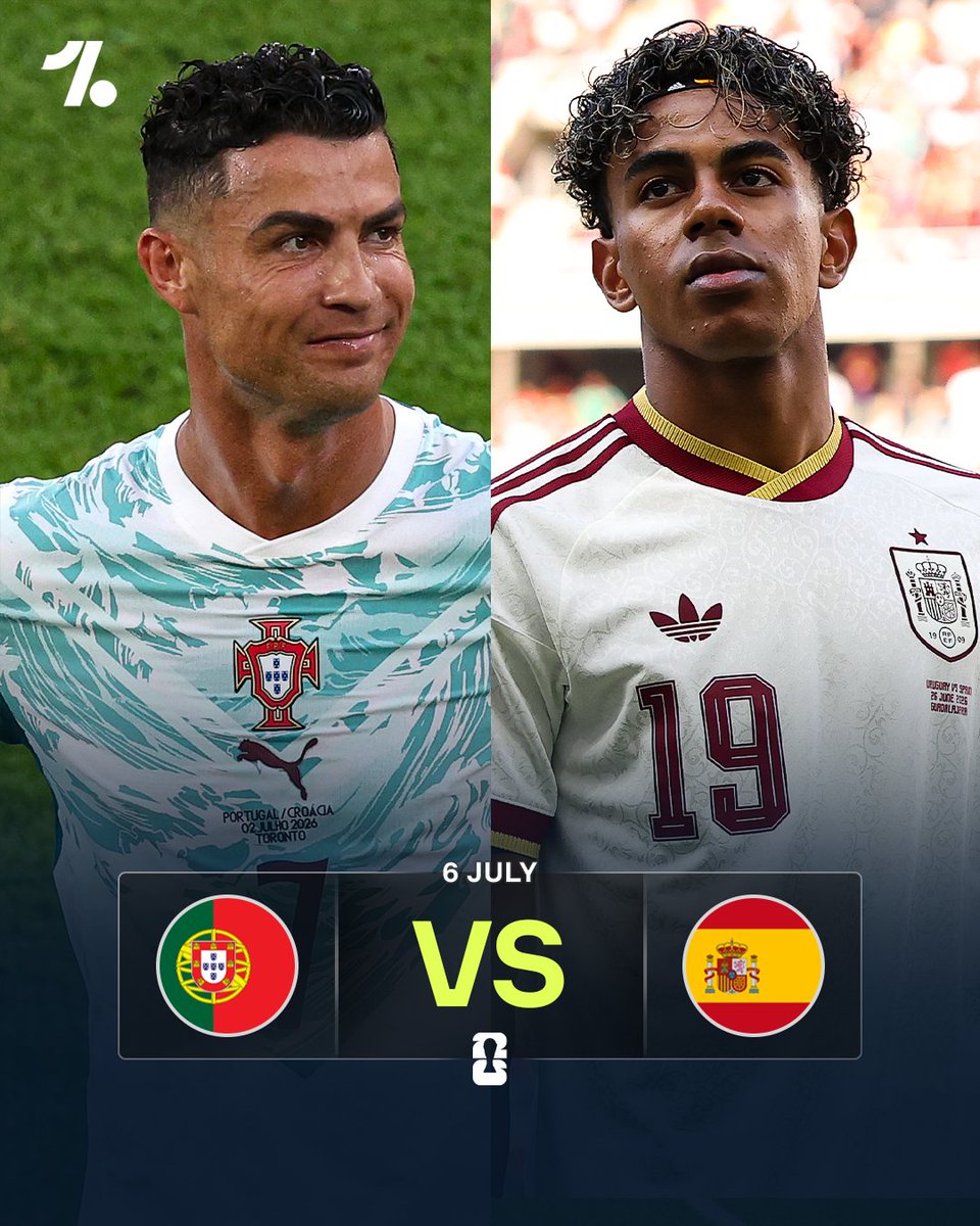 OneFootball's tweet photo. Cristiano Ronaldo. Lamine Yamal 🔥

Only one can book a place in the World Cup quarterfinals as Portugal and Spain collide 🌍🏆 https://t.co/pP4qRRxXWX