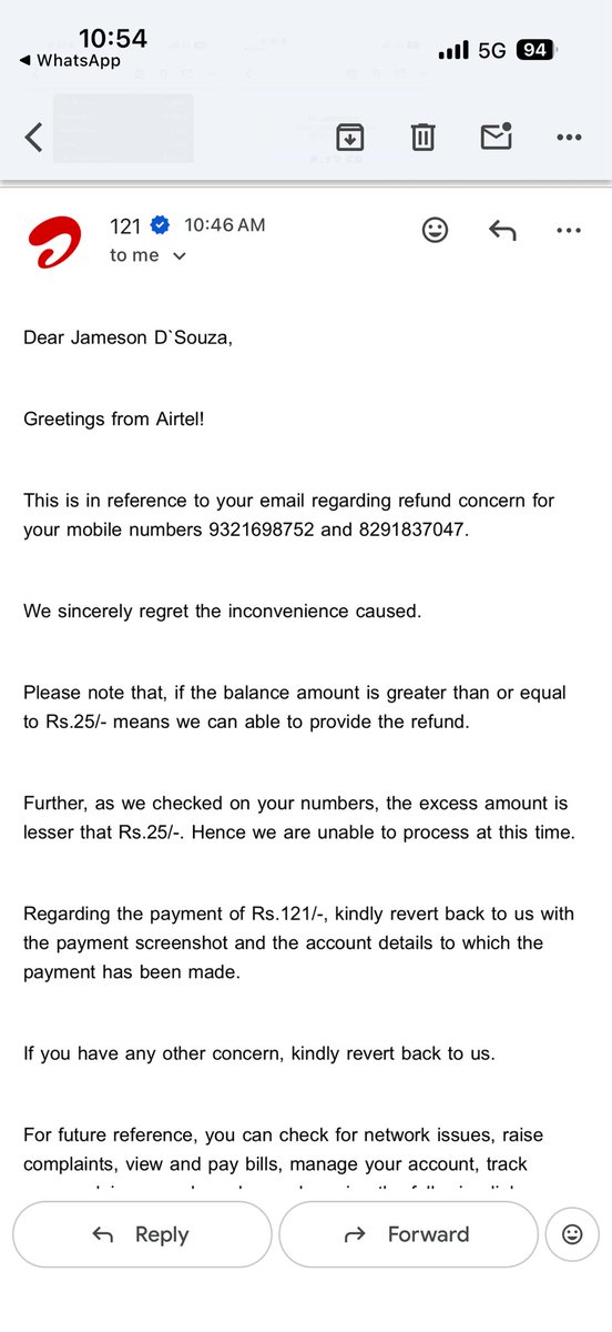JamesonDsouza's tweet photo. See I have told you @airtelindia @Airtel_Presence @airtelcare This company are certified beggars. They are not issuing me a refund for the excess amount they have charged me. Airtel India Worst Fastest Growing Network? https://t.co/amHGTunEvX