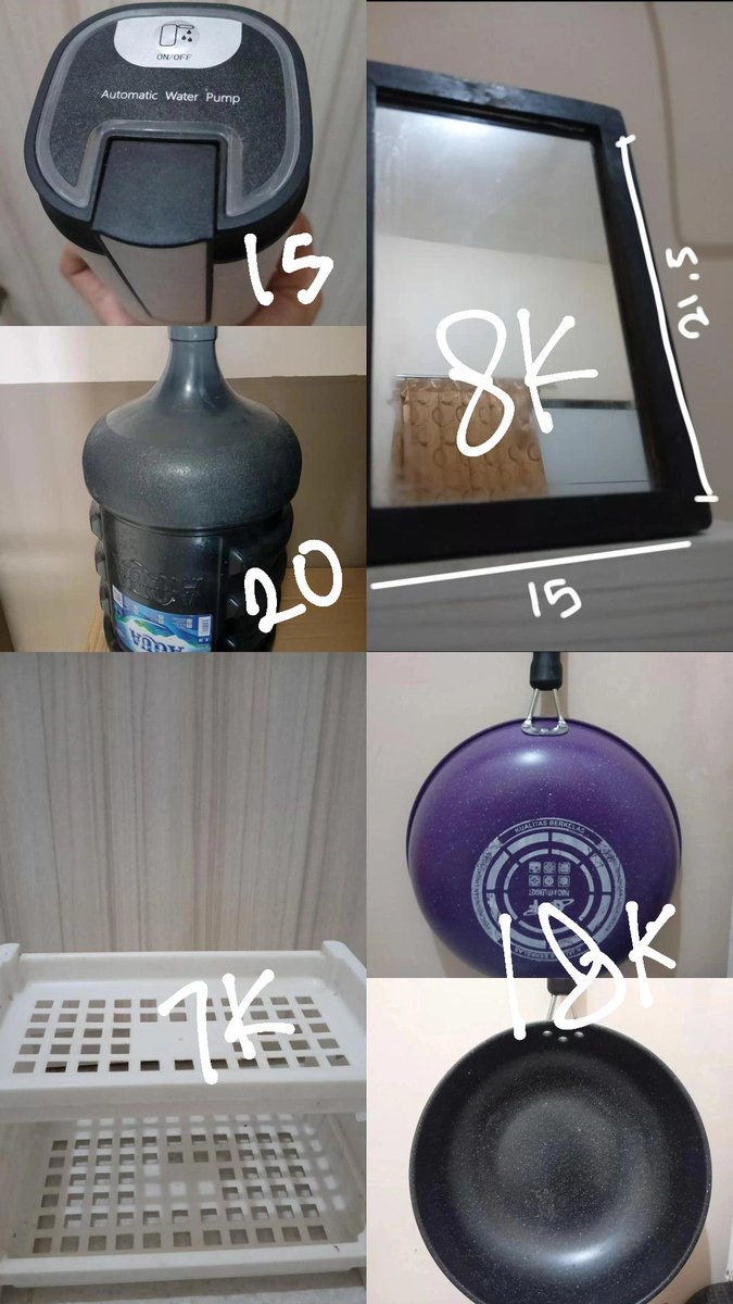 77aemyn's tweet photo. PRELOVED WTS JUAL MURAH

Pompa galon 15k
galon 20k
cermin kaca uk. 15x 21,5cm 8k
teflon diameter 29cm (18k) gak pernah dipake
rak mini stationery/makeup 7k
sumpit 13pcs (5k)

📍 Sigura-gura, Malang
📌 COD/SHOPEE/GOSEND/GRABEXPRESS/pickup sendiri https://t.co/0BDXurIIRR