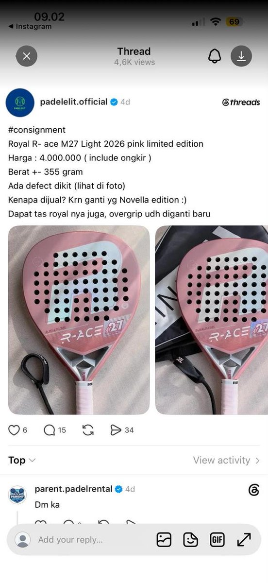 cronutsvt's tweet photo. Hi all, hati-hati ya ada Penipu yang Jual Raket Padel.

Nama Account: Padelelit official (padelelit.official)
Dia pakai nomor rekening OCBC 
No Rekening: 940810083284
Atas nama Reza Anwar Nasruddin 

Teman saya langsung di block setelah transfer.
Kindly help buat RT 🙇🏻‍♀️ https://t.co/Rs7o3stVGQ
